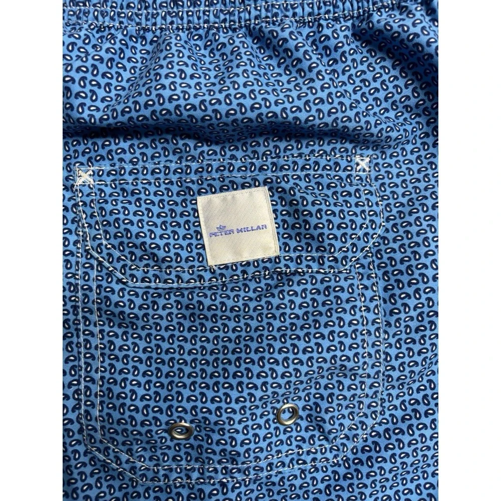 Peter Millar Swim Shorts Trunks Extra Large Blue Mens Performance Pockets Lined